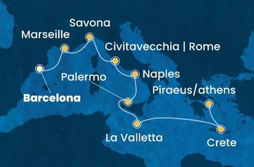 Španielsko, Francúzsko, Taliansko, Malta, Grécko z Barcelony na lodi Costa Pacifica