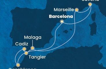 Španielsko, Taliansko, Francúzsko, Maroko z Barcelony na lodi Costa Favolosa