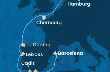 Španielsko, Portugalsko, Francie, Nemecko z Barcelony na lodi Costa Favolosa