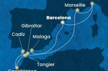 Španielsko, Gibraltár, Maroko, Francúzsko, Taliansko z Barcelony na lodi Costa Fascinosa