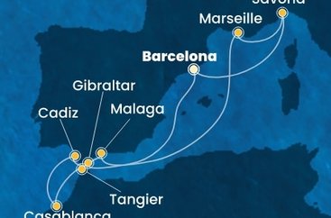 Španielsko, Gibraltár, Maroko, Francúzsko, Taliansko z Barcelony na lodi Costa Fascinosa