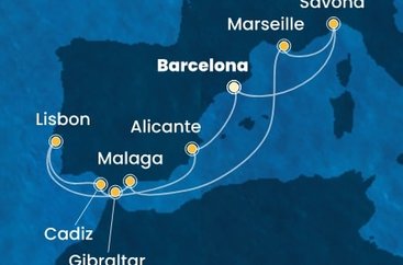 Španielsko, Portugalsko, Gibraltár, Francúzsko, Taliansko z Barcelony na lodi Costa Diadema