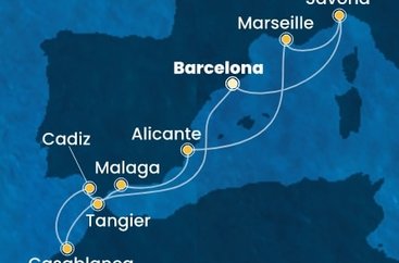 Španielsko, Maroko, Francúzsko, Taliansko z Barcelony na lodi Costa Diadema