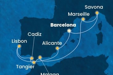 Španielsko, Portugalsko, Maroko, Francúzsko, Taliansko z Barcelony na lodi Costa Diadema