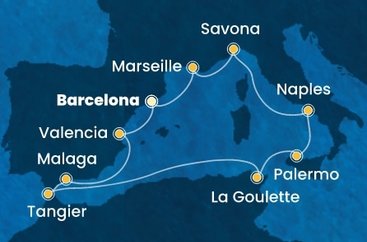 Španielsko, Francúzsko, Taliansko, Tunisko, Maroko z Barcelony na lodi Costa Pacifica