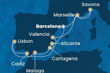 Španielsko, Francúzsko, Taliansko, Portugalsko z Barcelony na lodi Costa Favolosa