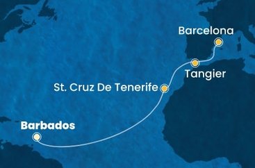 Barbados, Španielsko, Maroko z Bridgetownu na lodi Costa Fascinosa
