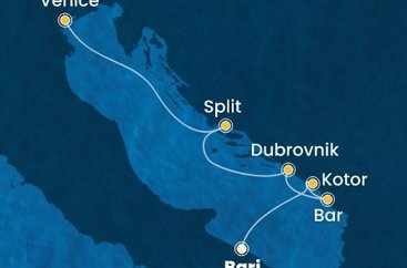 Taliansko, Čierna Hora, Chorvátsko z Bari na lodi Costa Deliziosa