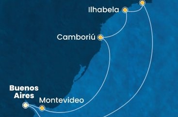 Argentína, Uruguaj, Brazília z Buenos Aires na lodi Costa Favolosa