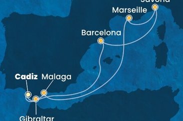 Španielsko, Gibraltár, Francúzsko, Taliansko z Cadizu na lodi Costa Diadema