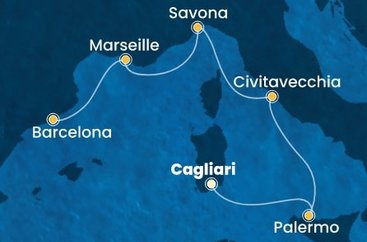 Taliansko, Francúzsko, Španielsko z Cagliari na lodi Costa Smeralda