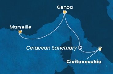 Taliansko, Francúzsko z Civitavechie na lodi Costa Smeralda