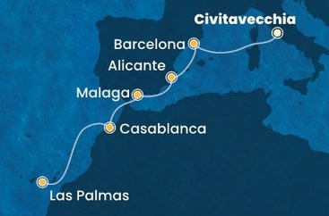 Taliansko, Španielsko, Maroko z Civitavechie na lodi Costa Pacifica
