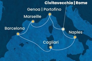 Taliansko, Francúzsko, Španielsko z Civitavechie na lodi Costa Smeralda