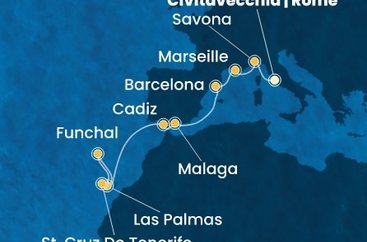 Taliansko, Francúzsko, Španielsko, Portugalsko z Civitavechie na lodi Costa Smeralda