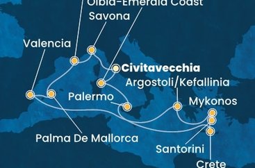 Taliansko, Francúzsko, Španielsko, Grécko z Civitavechie na lodi Costa Pacifica
