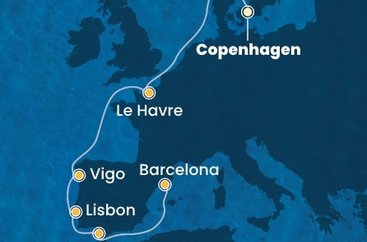 Dánsko, Francie, Španielsko, Portugalsko z Kodaně na lodi Costa Diadema