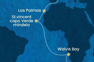 Juhoafrická republika, Namíbia, Kapverdy, Španielsko z Kapského Mesta na lodi Costa Deliziosa