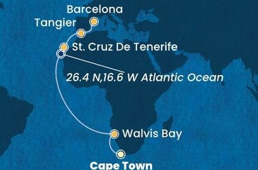 Juhoafrická republika, Namíbia, Španielsko, Maroko z Kapského Mesta na lodi Costa Smeralda