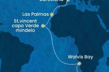 Juhoafrická republika, Namíbia, Kapverdy, Španielsko, Francúzsko z Kapského Mesta na lodi Costa Deliziosa