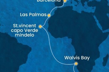 Juhoafrická republika, Namíbia, Kapverdy, Španielsko, Francúzsko, Taliansko z Kapského Mesta na lodi Costa Deliziosa