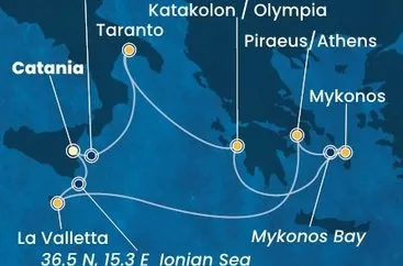 Taliansko, Grécko, Malta z Katánie na lodi Costa Fascinosa