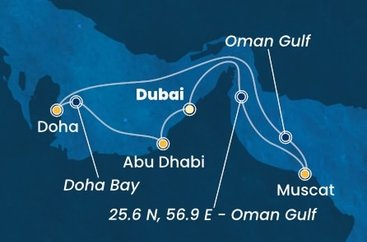 Spojené arabské emiráty, Omán, Katar z Dubaja na lodi Costa Smeralda