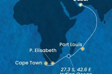 Spojené arabské emiráty, Maurícius, Juhoafrická republika z Dubaja na lodi Costa Smeralda