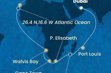 Spojené arabské emiráty, Maurícius, Juhoafrická republika, Namíbia, Španielsko z Dubaja na lodi Costa Smeralda