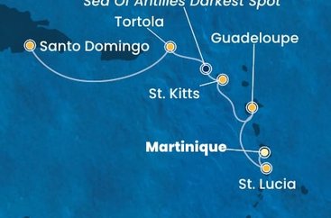 Martinik, Svätá Lucia, Guadeloupe, Svätý Krištof a Nevis, Britské Panenské ostrovy, Dominikánska republika z Fort de France na lodi Costa Fascinosa Martinik, Svätá Lucia, Guadeloupe, Svätý Krištof a Nevis, Britské Panenské ostrovy, Dominikánska republika z Fort de France na lodi Costa Fascinosa