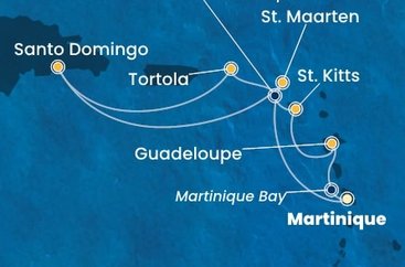 Martinik, Guadeloupe, Svätý Krištof a Nevis, Britské Panenské ostrovy, Dominikánska republika, Svatý Martin z Fort de France na lodi Costa Favolosa