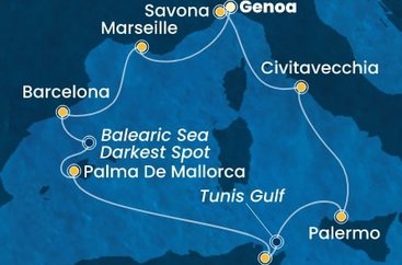 Taliansko, Francúzsko, Španielsko, Tunisko z Janova na lodi Costa Toscana