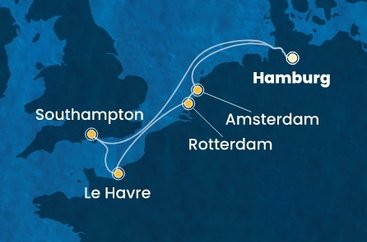 Nemecko, Veľká Británia, Francie, Holandsko z Hamburgu na lodi Costa Favolosa