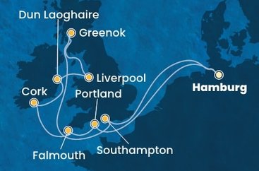 Nemecko, , Írsko, Veľká Británia z Hamburgu na lodi Costa Favolosa