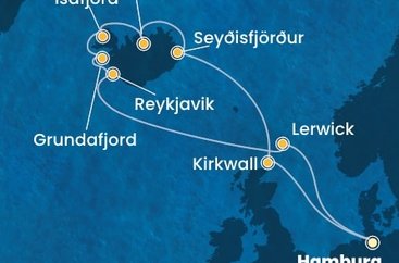 Nemecko, Veľká Británia, Island z Hamburgu na lodi Costa Favolosa