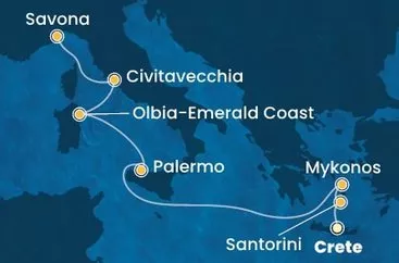 Grécko, Taliansko z Heraklionu na lodi Costa Pacifica