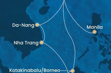 Čína, Malajsie, Brunej, Vietnam, Filipíny z Hong Kongu na lodi Costa Serena