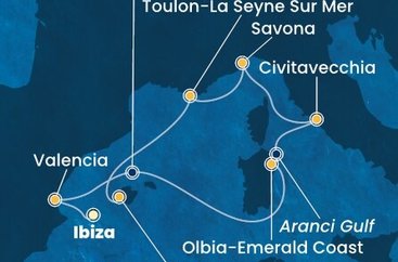 Španielsko, Taliansko, Francúzsko z Ibizy na lodi Costa Pacifica