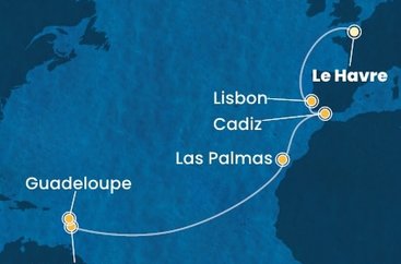 Francie, Portugalsko, Španielsko, Martinik, Guadeloupe z Le Havre na lodi Costa Favolosa