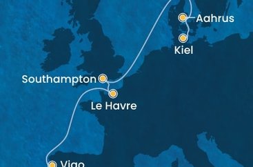 Portugalsko, Španielsko, Francie, Veľká Británia, Dánsko, Nemecko z Leixeosu na lodi Costa Diadema