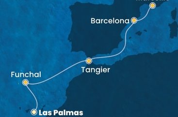 Španielsko, Portugalsko, Maroko, Francúzsko z Las Palmas na lodi Costa Pacifica