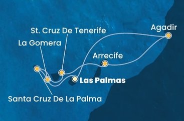Španielsko, La Gomera, Maroko z Las Palmas na lodi Costa Fortuna