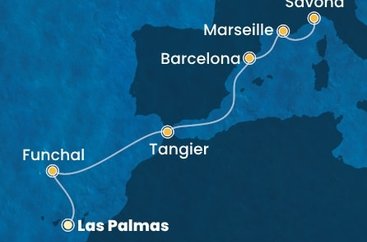 Španielsko, Portugalsko, Maroko, Francúzsko, Taliansko z Las Palmas na lodi Costa Pacifica