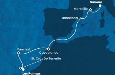 Španielsko, Portugalsko, Maroko, Francúzsko, Taliansko z Las Palmas na lodi Costa Fortuna
