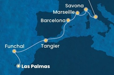 Španielsko, Portugalsko, Maroko, Francúzsko, Taliansko z Las Palmas na lodi Costa Pacifica
