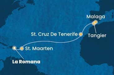 Dominikánska republika, Svatý Martin, Španielsko, Maroko z La Romany na lodi Costa Fascinosa