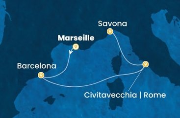 Francúzsko, Španielsko, Taliansko z Marseille na lodi Costa Smeralda