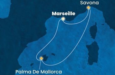 Francúzsko, Taliansko, Španielsko z Marseille na lodi Costa Diadema