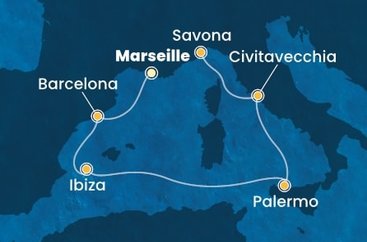 Francúzsko, Španielsko, Taliansko z Marseille na lodi Costa Smeralda