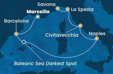 Francúzsko, Španielsko, Taliansko z Marseille na lodi Costa Toscana